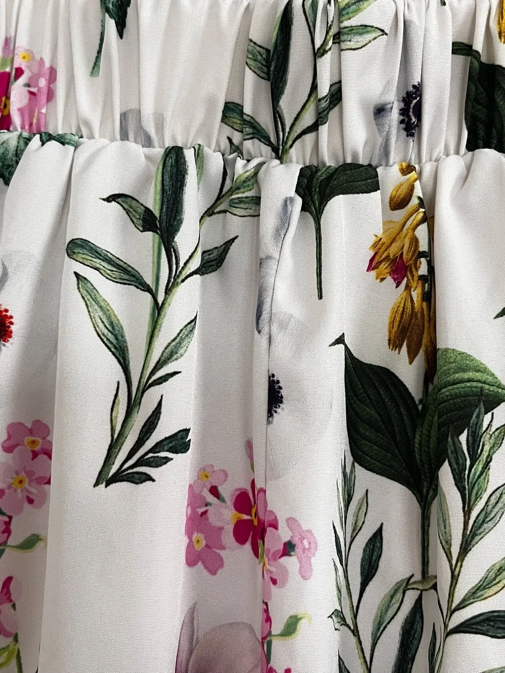 Unique Vintage White Floral Tiered Midi Skirt - Picture 6 of 8